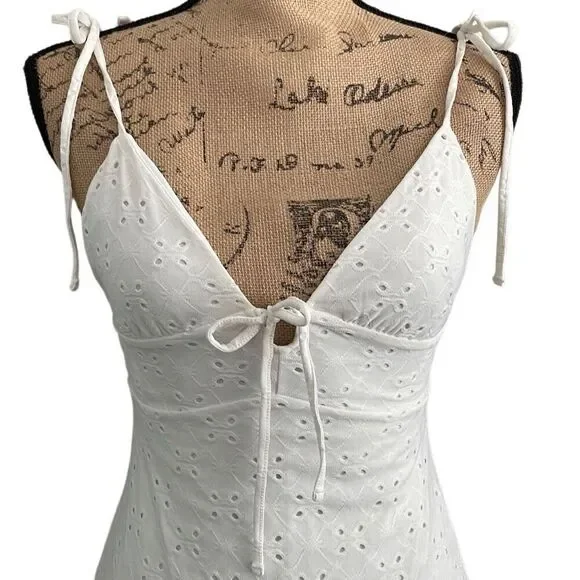 NWT Divided White Tie Spaghetti Strap Eyelet Sundress - Picture 2 of 7